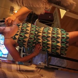 Final Touch spaghetti strap diamond print dress